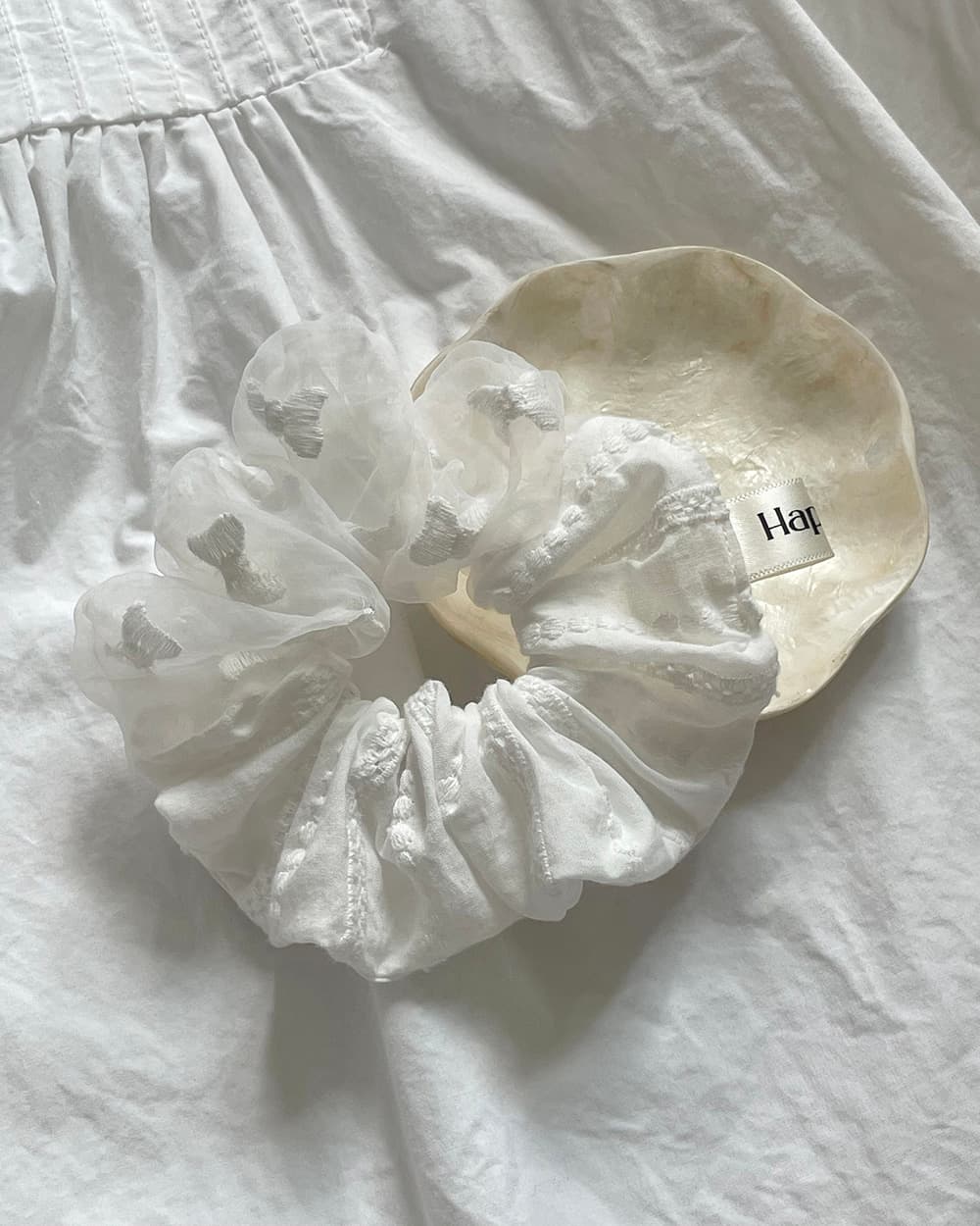 [햅히] 하프 레이스 스크런치 핸드메이드악세사리 곱창끈
