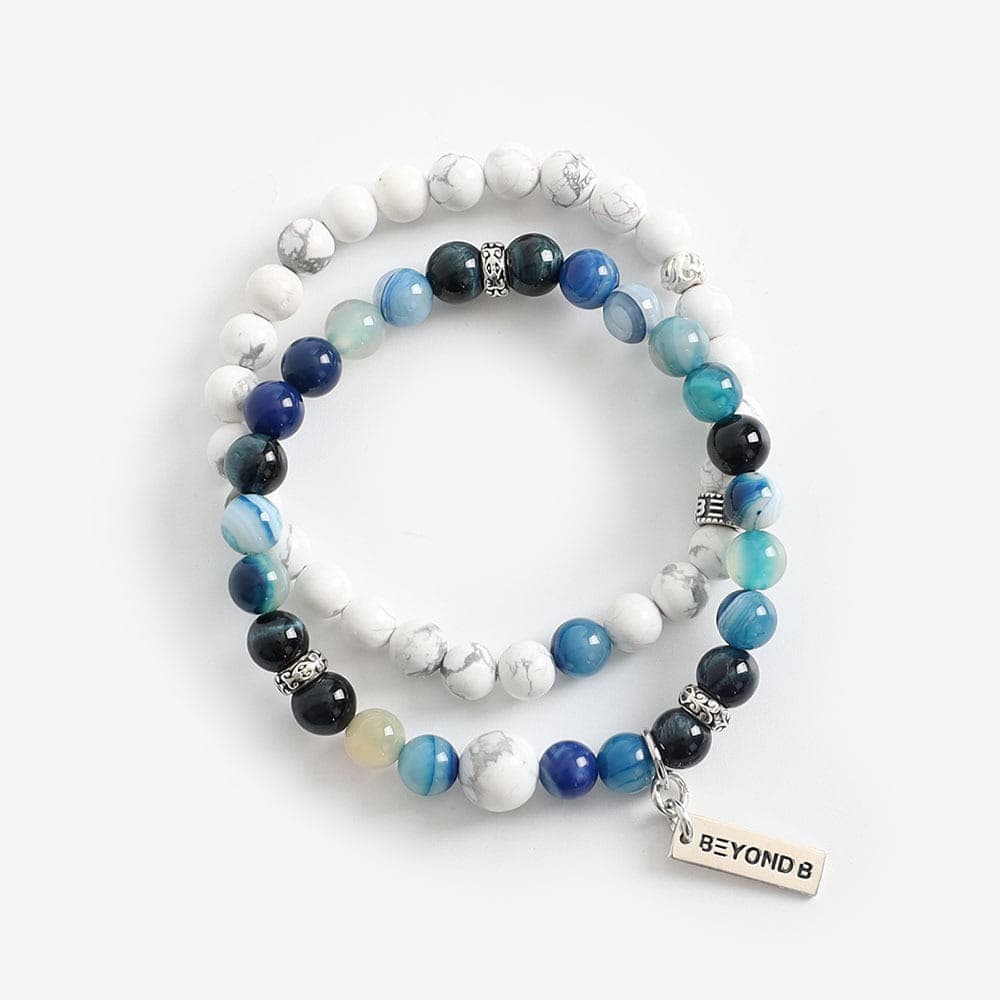 [비욘드비] 로티그 6 콘준투 블루 호안석 마노 원석 팔찌 2ea 1set bracelet