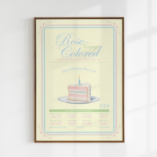 [요로코롬스튜디오] 케이크 포스터 빈티지 디저트 홈카페인테리어 액자 HBD cake