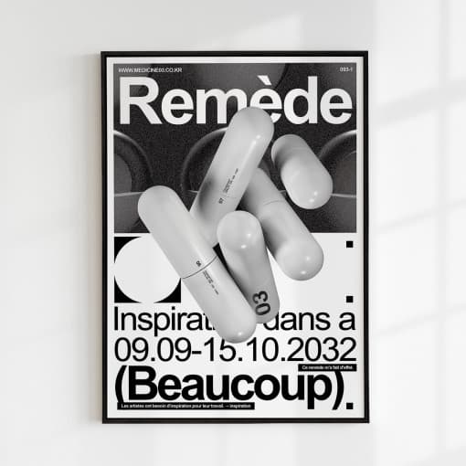 [요로코롬스튜디오] 흑백 포스터 모던인테리어 액자 아트포스터 Pill