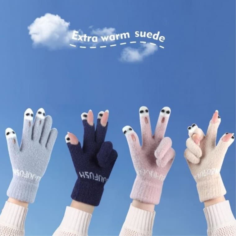 [옐로맨션] 핑거홀 까꿍 니트장갑 손가락 구멍장갑 스마트폰 터치