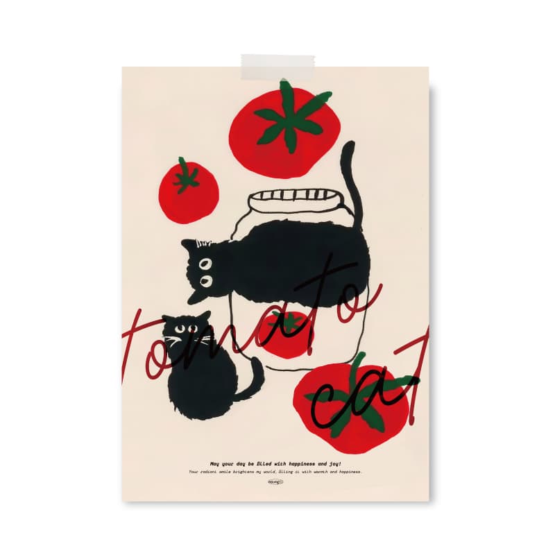 [마음길디자인] [POSTER] TOMATO CAT 토마토 고양이 포스터