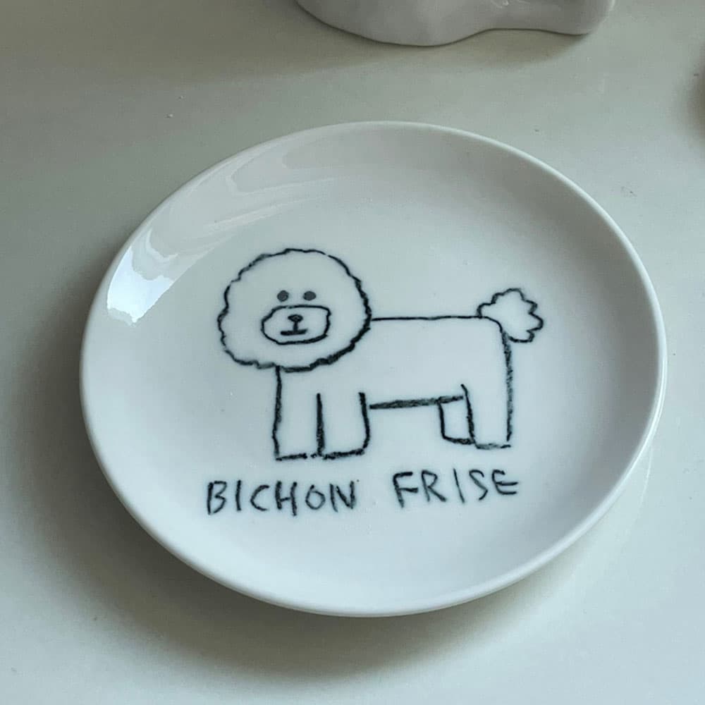 [G.pottery] bichon frise 비숑 도자기 접시