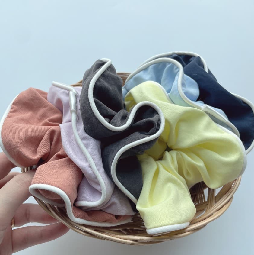[쓰리빈스] 헤어스크런치 파이핑 빅스크런치 마이크로화이바 6color