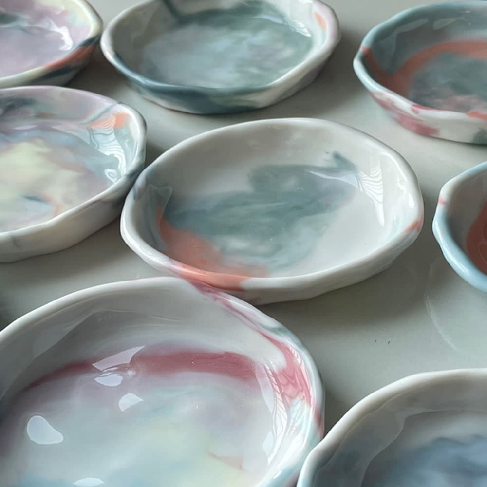 [G.pottery] 마블링 미니 접시 도자기 악세서리 트레이