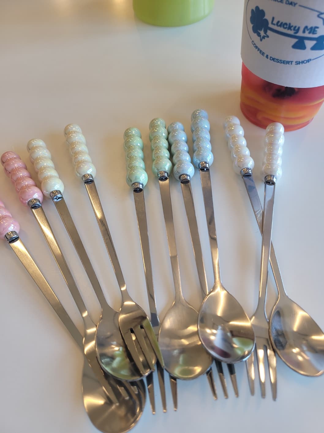 롱 구슬 티스푼티포크세트