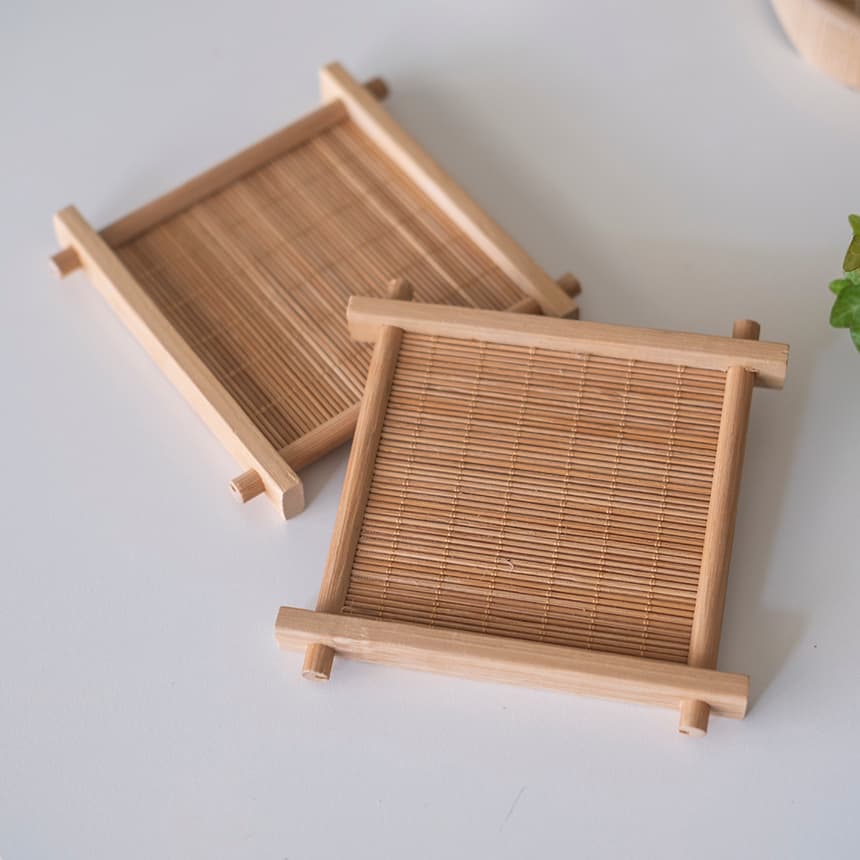 [키친스퀘어] 대나무 사각 컵받침 코스터