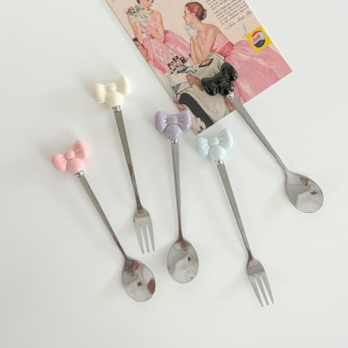 [옐로맨션] 발레리본 티포크 티스푼