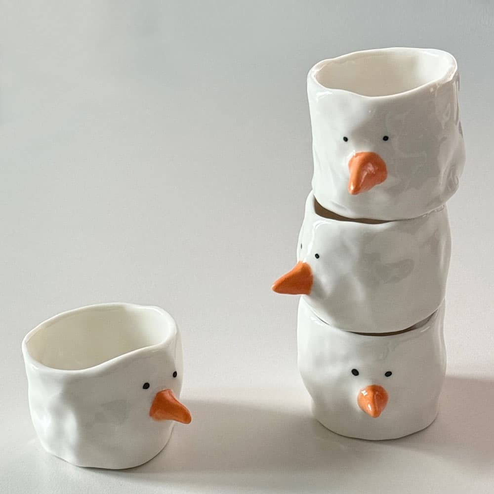 [G.pottery] 스노우맨 술잔  도자기 소주잔