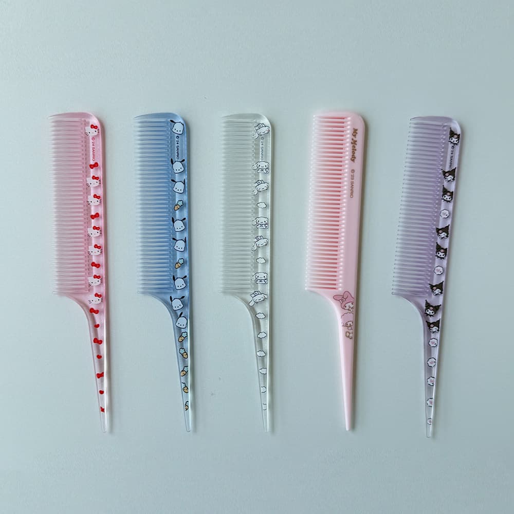 [필레오]산리오 미니 일자 앞머리 꼬리빗 휴대용 5종 [정품 키티 헬로키티 쿠로미 시나모롤 마이멜로디 포차코 시나몬롤 마멜 캐릭터 잔머리 가르마 얇은 빗]