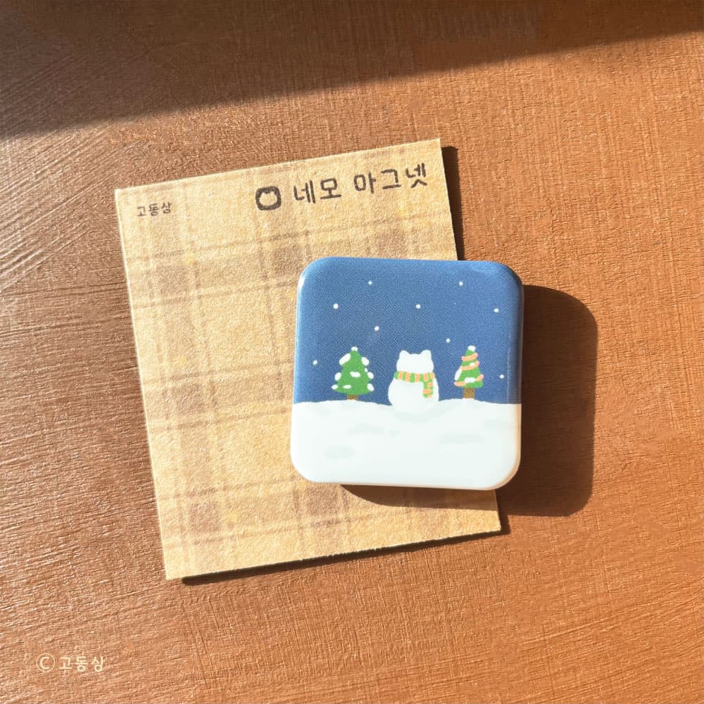 [고동상] 겨울 고양이 네모 마그넷