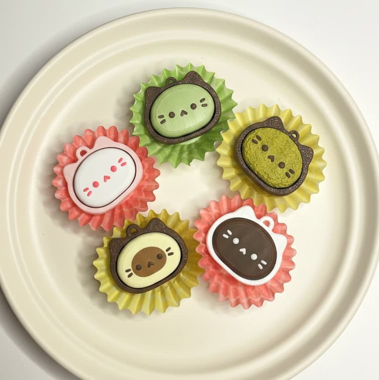 [오무까] 두쫀쿠 🧆 고양이 찹쌀떡🍡 클리커 키링