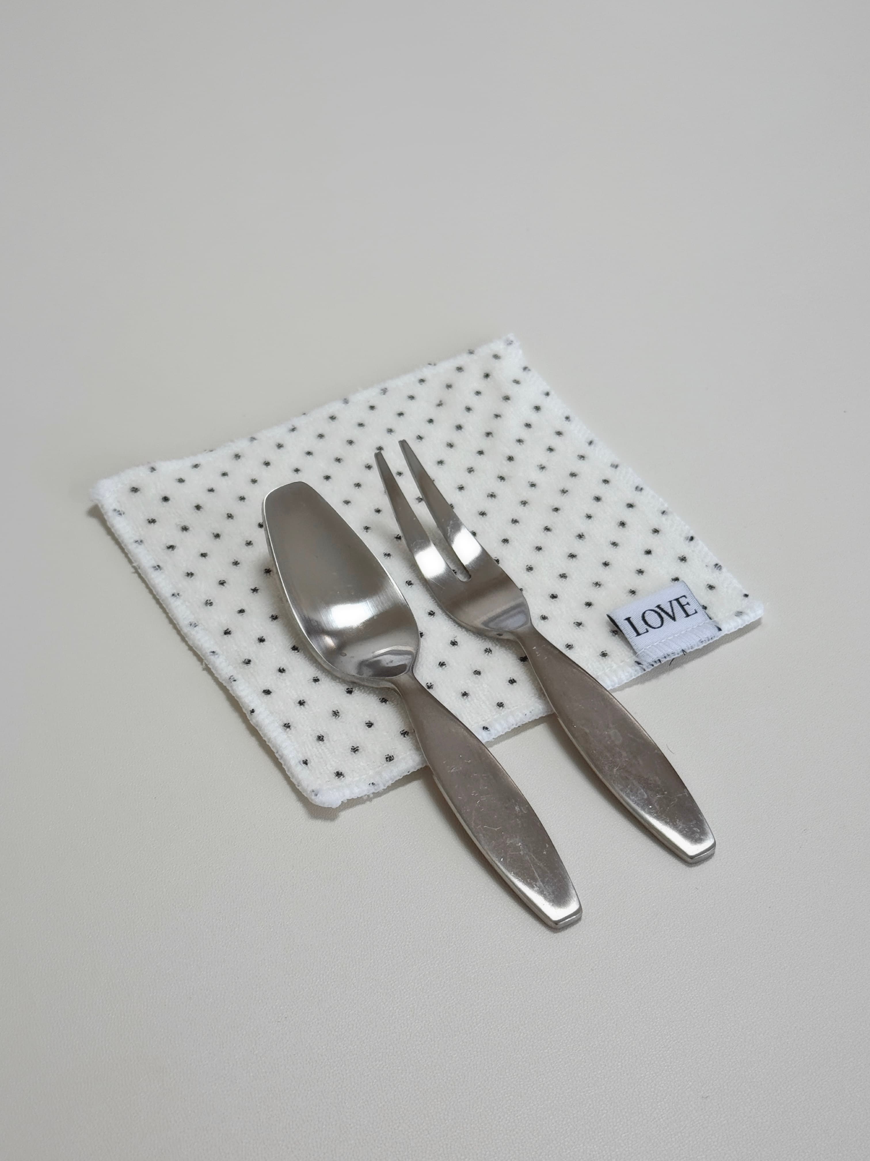 도트 테리 티코스터 컵받침