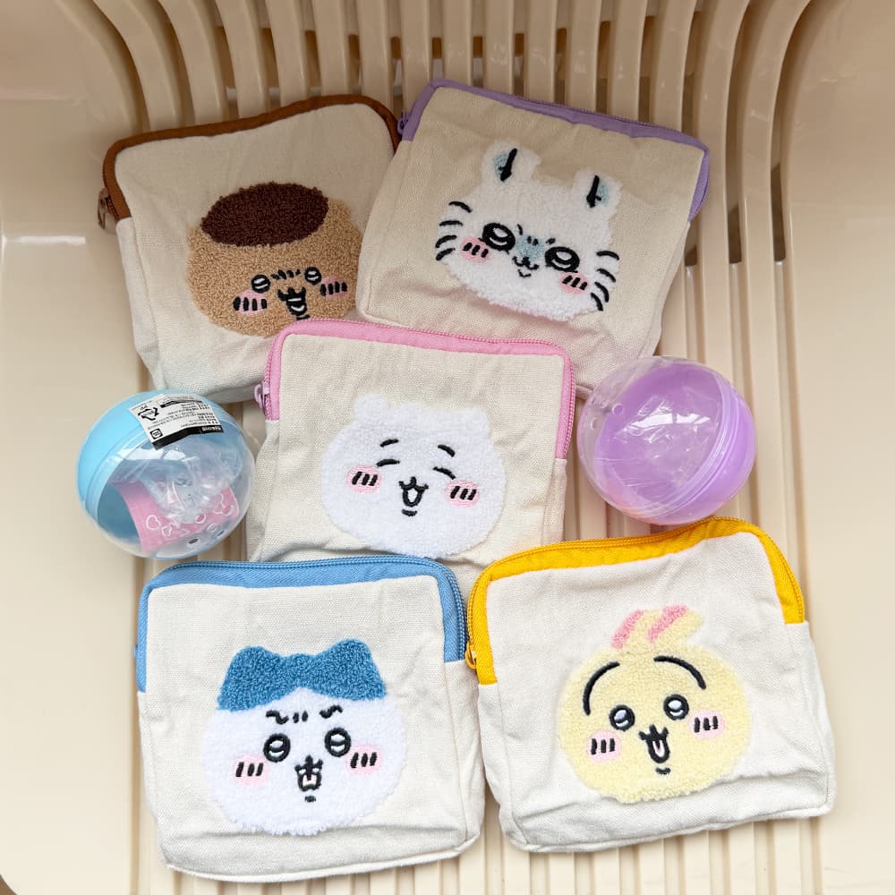 [필레오] 먼작귀 랜덤 뽑기 캡슐 복슬복슬 파우치 치이카와 우사기 하치와레 [모몽가 쿠리만쥬 먼가작고귀여운 햄스터 토끼 가르마 하늘다람쥐 밤만쥬 화장품 휴대용 소품 데일리 정품 굿즈]