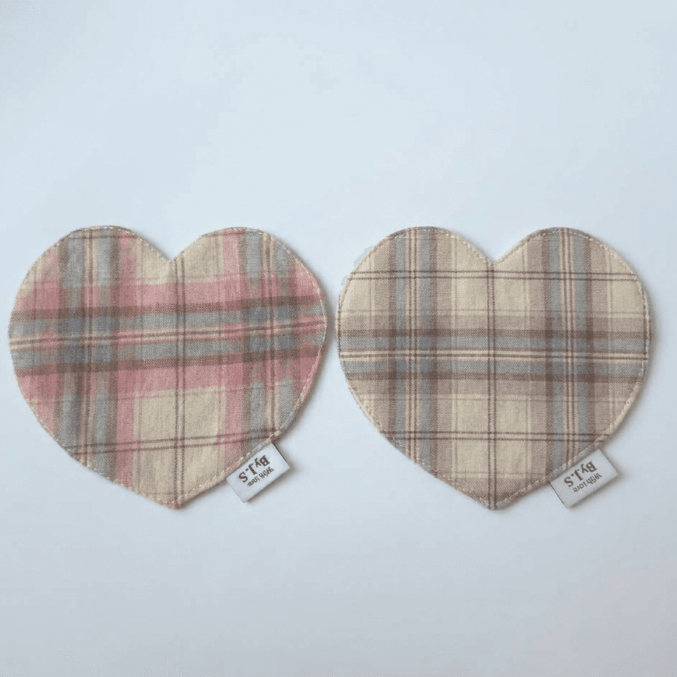 [바이제이에스] 따뜻한 피치 체크 🧡하트 티코스터 2컬러