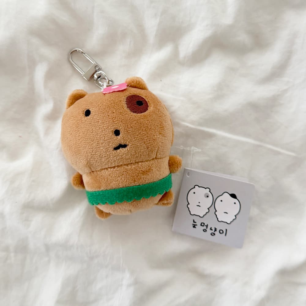 [필레오] 태닝 눈멍냥이 눈멍이 강아지 봉제 인형 키링 [귀여운 캐릭터 가방 파우치 백팩 백꾸 파우치 열쇠고리 정품 굿즈]
