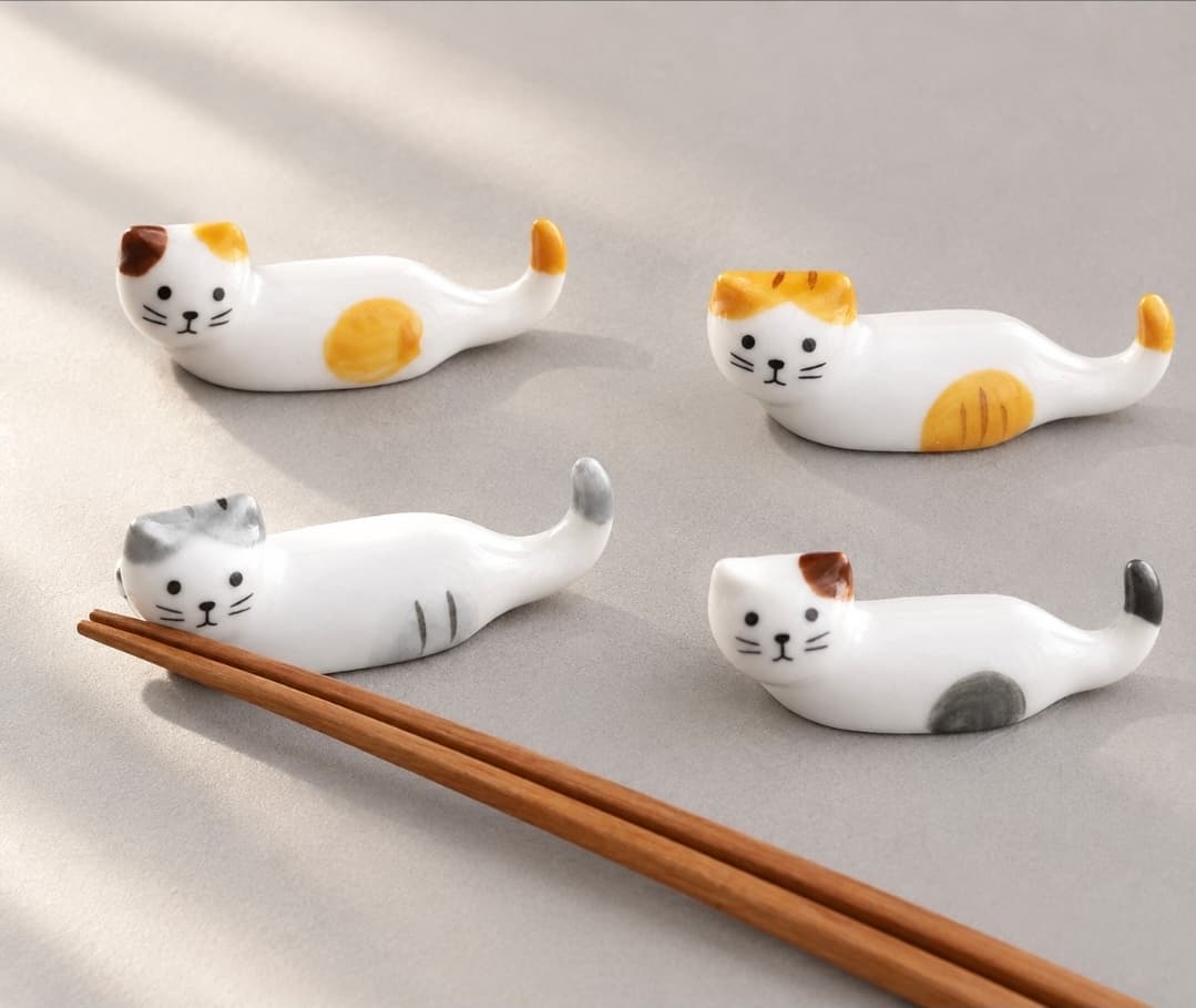 고양이 젓가락 받침대 도자기 세라믹