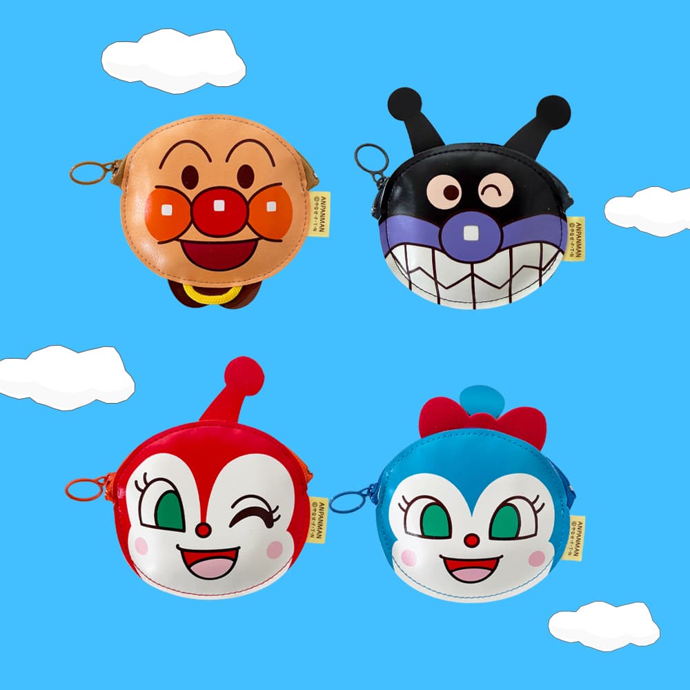 [필레오] 날아라 호빵맨 세균맨 딸랑이 짤랑이 카드 동전 지갑 파우치 [코킨짱 도킨짱 귀여운 캐릭터 이어폰 멀티 수납 다용도 귀여운 캐릭터 정품 굿즈]