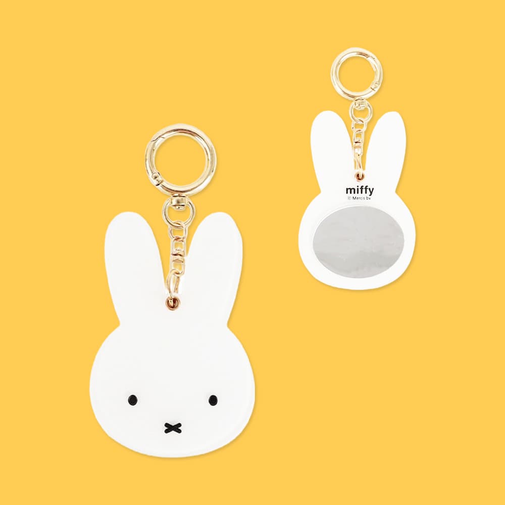 [필레오] 미피 MIFFY 토끼 캐릭터 얼굴 휴대용 손 거울 키링 [귀여운 가방 파우치 미니 미러 정품 굿즈 가방에다는 백꾸 백팩]