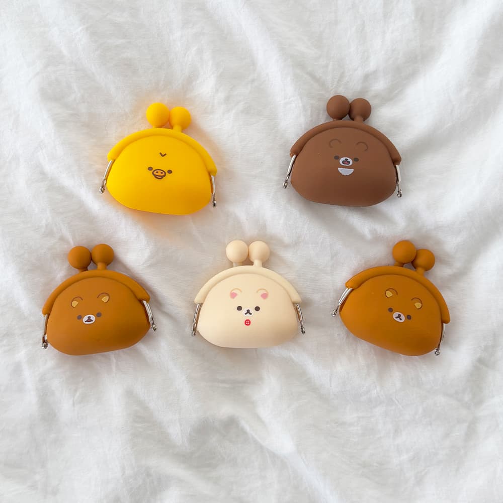 [필레오] 리락쿠마 랜덤 똑딱이 실리콘 동전 지갑 코리락쿠마 키이로이토리 차이로이코구마 5종 [돼병이 병아리 코구마 곰돌이 파우치 캡슐 뽑기 가마구치 귀여운 캐릭터 정품 굿즈]